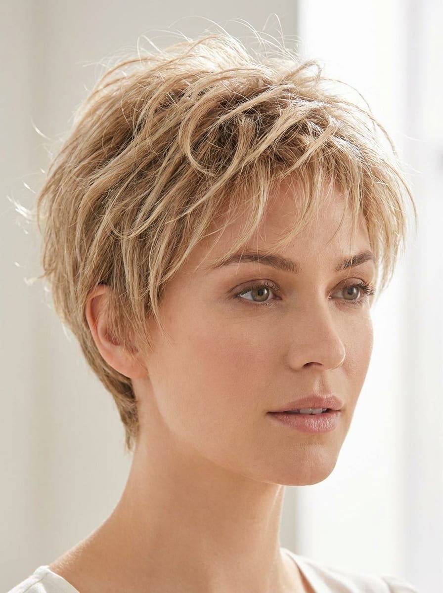 Frecher texturierter Pixie in Blond - Blonde Kurzhaarfrisur